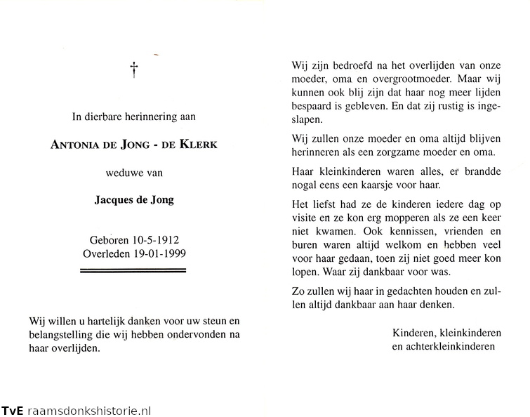 Antonia de Klerk- Jacques de Jong